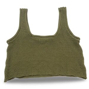 Green Crochet Knit Tank Top